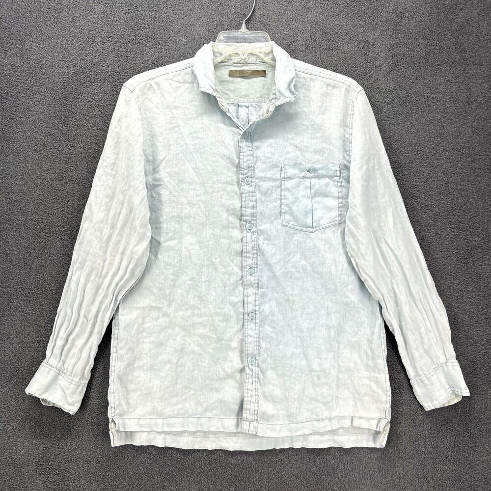 Raffi Linea Uomo Shirt Mens Large 52 Blue Casual Button Up Linen Long Sleeve‎